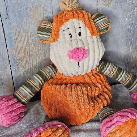 Nelly Cuddles  Corduroy Monkey Microwavable Striped Arms Legs Plush Stuffed - Picture 1 of 5